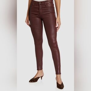 AG Adriano Goldschmied Faux Leather Skinny Pants - Burgundy